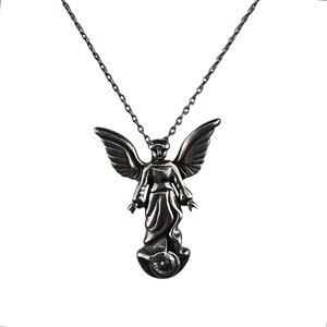 Angel Pendant 1" Sterling Silver Necklace 18" Chain
